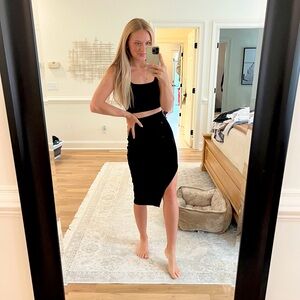 Lulus Black bodycon two-piece midi dress